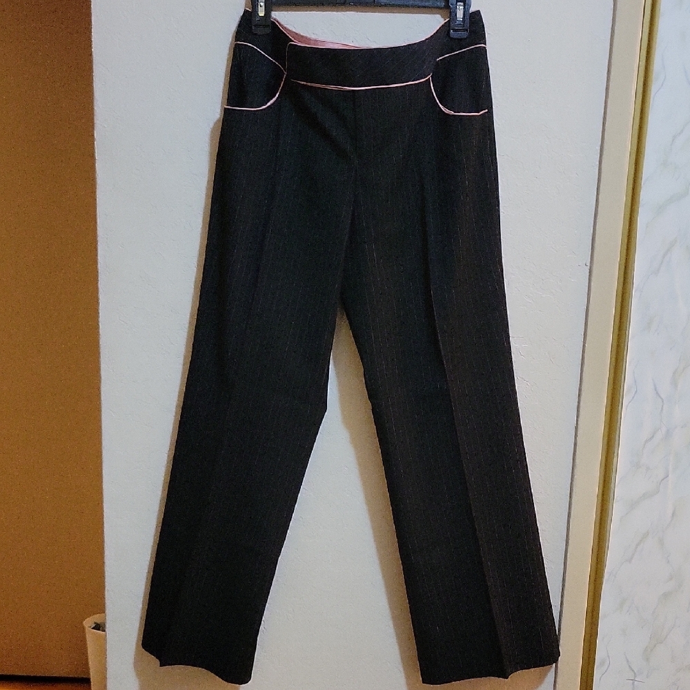 Guess Black Pinstripe Wide Leg Pants